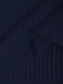 Manfinity CityGents Áo len dáng ôm màu trơn 3D phong cách Blogger Châu Âu & Mỹ - Màu xanh hải quân - Xem 6