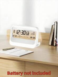 桌面时钟，数字闹钟，透明现代设计，带温度、湿度显示、贪睡功能，美观的家居装饰，办公装饰，电池供电，适用于办公室、客厅、卧室、书架等场所。 - 彩色 - 查看 5