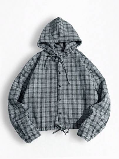 Street Life Sweat-shirt à capuche casual à carreaux pour hommes, style universitaire