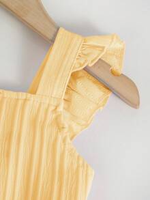 Genkimix Kids 一件复古休闲修身独特樱桃印花连体裤，适合夏季户外活动和上学穿着。 - 黃色 - 查看 4