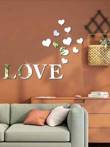 Hình dán tường 3D bằng acrylic có khẩu hiệu để trang trí tường - Hoàn hảo cho Ngày Valentine, đám cưới, quà tặng sinh nhật, trang trí hành lang và lối vào. - Bạc sáng - Xem 2