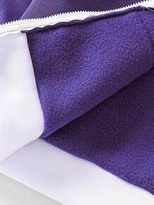 Tween Girls Hooded Baseball Jacket And Casual Sweatpants Set - Purple - View 6