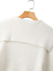 GlowEve CURVE Plus Size Women 2 Pieces Knit Set: Collared Cardigan + Pants Winter - Beige - View 4