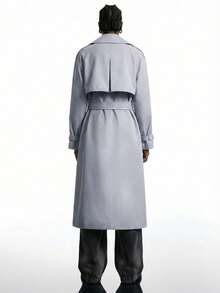 LYSMO Abrigo de trinchera con cuello de solapa, mangas raglán y cinturón para otoño/invierno