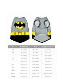 BATMAN X SHEIN 1 件电影卡通图案角色扮演宠物背心，猫衣服，狗衣服，尺码 XXS-XXXXL，特小号，特大号，角色扮演