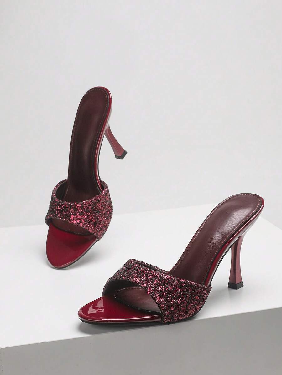 CUCCOO SZL Women's Fashionable And Elegant High Heel Sandals, Summer For Christmas Valentine's Day - Burgundy - View 1