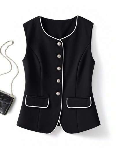 GlowEve 撞色拼接休闲优雅百搭时尚法式女式背心