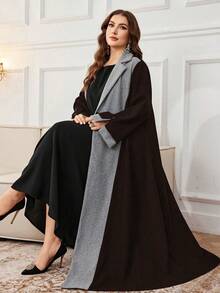 Al Najma Abaya holgada de manga larga con cuello de solapa, estampado de dragón y fénix, adecuada para primavera y otoño, talla grande - Multicolor - Ver 3