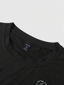 ROMWE MEN Goth 男士休闲街头美式深色印花短袖T恤 - 黑色 - 查看 5