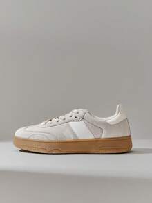 Solezae 女士绒面革灰色白色橡胶底复古运动鞋 – 柔软舒适，适合全天穿着，圣诞节必备 - 灰色 - 查看 7