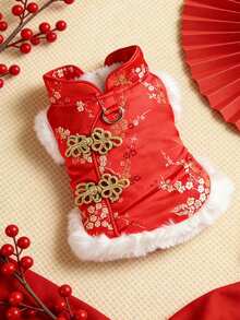PETSIN 新年期间宠物唐装一件，猫狗加厚冬装，红色喜庆新年服装