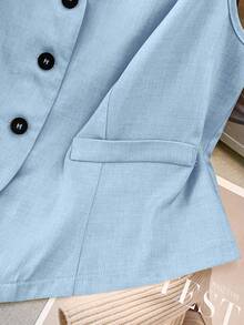 GlowEve 大码纯色背心和短裤两件套 - 淺藍色 - 查看 4