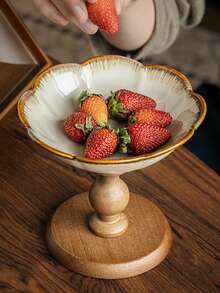 Cirelle 复古花卉造型托盘 - 木质底座陶瓷首饰及小饰品碟 - 多用途展示架，适用于梳妆台、咖啡桌及家居装饰 - 彩色 - 查看 6