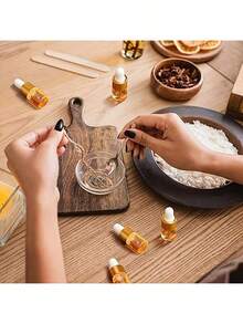 4/6/10/20/30/50PCS,Mini Glass Dropper Bottles, Golden Transparent Essential Oil Vials, Small Tincture Sample Containers, Perfume Liquid Bottles With Lids For Travel, Hand Wash Only, Unscented, Round Shape - Multicolor - View 6