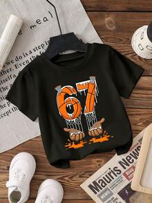 情人节男孩休闲时尚创意个性精致简约挖掘机图案心形经典标语印花休闲基础款舒适短袖T恤，充满情人节氛围，适合男孩在情人节穿着，波兰风格户外上衣。 - 黑色 - 查看 4