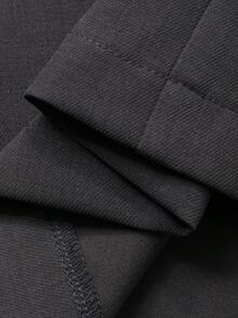 DAZY Women's Pleated Wide Leg Pants, Elegant Loose Solid Color Trousers For Spring & Autumn - Dark Grey - View 7