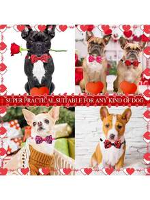PETSIN 1 chiếc nơ đeo cổ cho thú cưng; Nơ hình trái tim, lãng mạn, màu hồng dành cho ngày Valentine; Nơ có thể điều chỉnh; Phụ kiện thú cưng cho ngày Valentine. - Nhiều màu - Xem 3