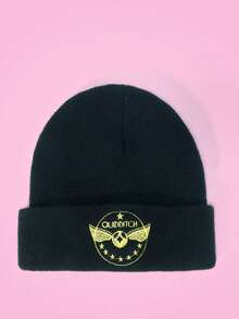 HARRY POTTER X SHEIN 1pc Knitted Beanie Hat With Cartoon Embroidery, Fashionable Street Riding Gift Choice - A - View 5