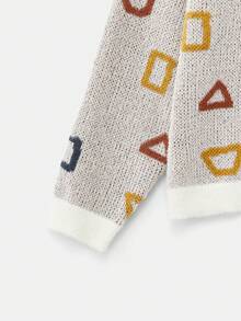 Manfinity Unisex Men's Geometric Pattern Turtleneck Long Sleeve Casual Sweater, Autumn/Winter - Apricot - View 6