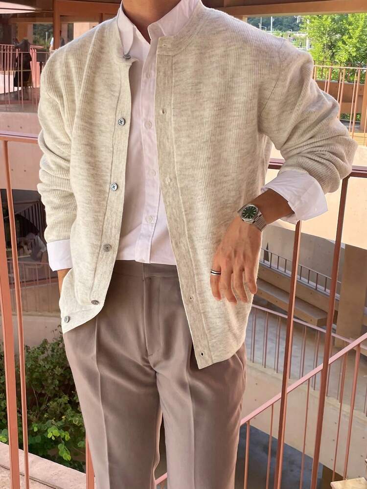 Men's Apricot Floral Mesh Cardigan, Spring/Autumn