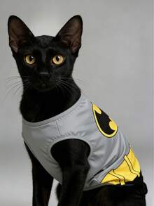 BATMAN X SHEIN 1 件电影卡通图案角色扮演宠物背心，猫衣服，狗衣服，尺码 XXS-XXXXL，特小号，特大号，角色扮演
