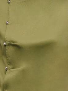 Nöista Sleeveless Flowing Top, Crew Neck And Asymmetric Closure Top With Silver Buttons. Spring Summer Casual - Green - View 6