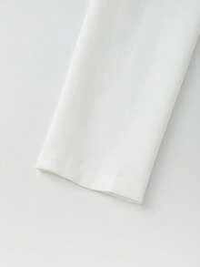Franclia Camisa de mujer, cuello redondo, manga raglán larga, cierre delantero con botones, cuello decorado con cuentas, diseño de cintura entallada, uso versátil y elegante para el día a día - Blanco - Ver 7