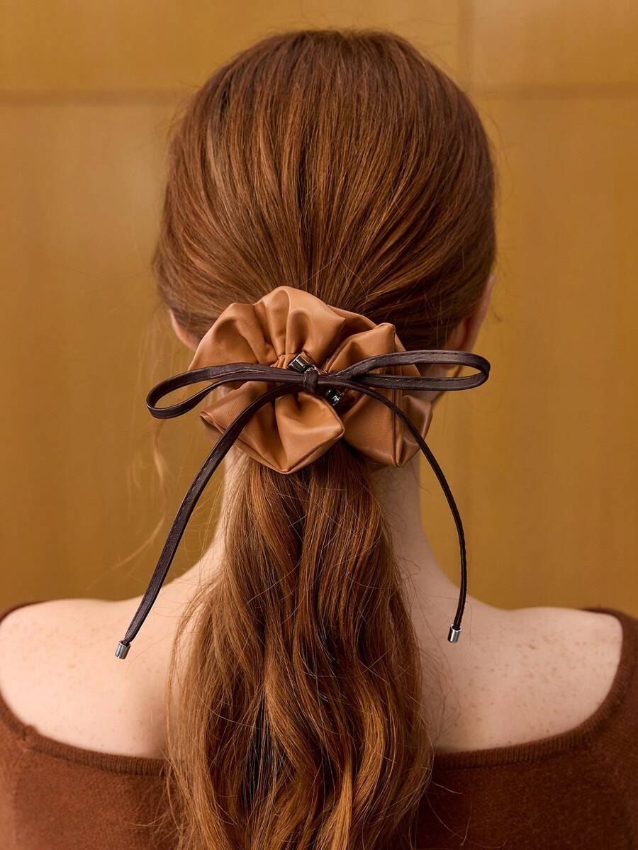 MOTF PREMIUM CHAMPAGNE FAUX SILK SCRUNCHIE - Brown - View 1
