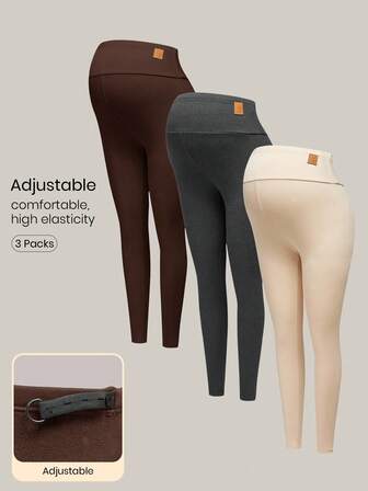 Modmama Enfärgade, avslappnade, elastiska leggings för gravida