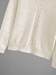Linhara Conjunto de 2 piezas para mujer talla grande - Top de suéter de cuello en V y pantalones - Albaricoque - Ver 5