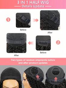 9am Hair Store Human Hair 3 IN 1 HALF WIG Seamless Kinky Straight Flip Over Wig Human Hair No Glue No Lace Wig Half Wig Human Hair 180% Density 14-28 Inch Natural Color Black Natural Hairline Beginner Friendly Hair Accessories For Women Free Gifts Valentine's Day Human Hair No Lace Wig Natural Glueless Wig For Romantic Date For Women - S1 - View 7