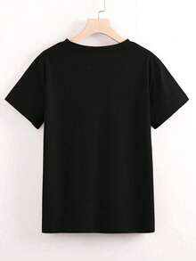 poeselle mujer   Camiseta Negra de Mujer Algodón con Estampado Navideño "Cozy Season"de Elementos Festivos, Bebidas Calientitas y Santa Claus – Estilo - Negro - Ver 2