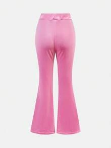 SHEIN Bộ áo hoodie và quần nỉ nhung cho bé gái tuổi teen, trang phục thể thao thường ngày. - Màu Hồng  Dưa hấu - Xem 12