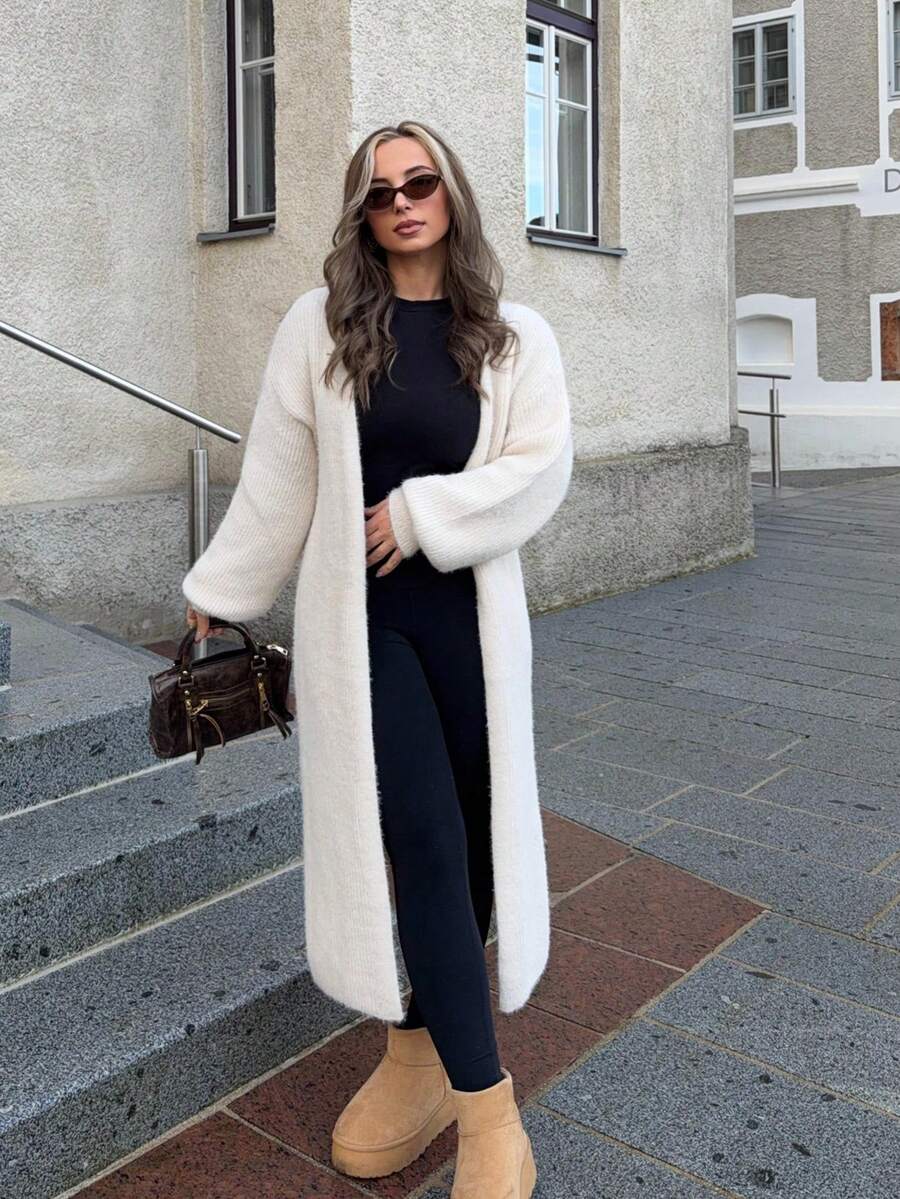 Jeta Ari Warme Damen-Strickjacke für Ausflüge im Herbst und Winter, gestrickter Pullover, für zierliche Frauen - Aprikosenfarben - Übersicht 1