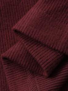 DAZY Tween Girls V-Neck Knit Long Sleeve Top And Pants Pajama Set, Fall - Burgundy - View 9