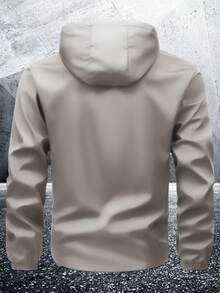 Manfinity Homme Áo khoác nam dài tay có mũ, màu trơn, tối giản, kiểu dáng thường ngày, có khóa kéo, áo hoodie nam, áo khoác nam có khóa kéo, áo hoodie nam kiểu dáng thường ngày, áo hoodie tập gym nam. - Xám - Xem 2