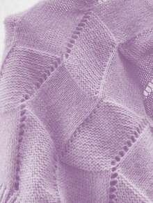 EMERY ROSE Women's Loose Casual Round Neck Drop Shoulder Long Sleeve Knitted Sweater Dress, Autumn/Winter - Lilac Purple - View 3