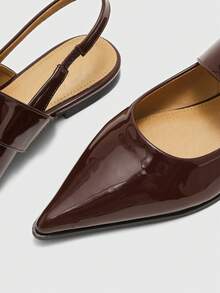 CUCCOO BIZCHIC Zapatos casuales y versátiles de mujer con diseño de hebilla y punta afilada - Café integral - Ver 6