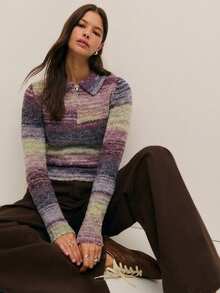 Nöista Weicher Strickpullover mit Polokragen, V-Ausschnitt, strukturierte, flauschige Stoff für Wärme und Komfort, perfekt für Frühlingstage. Die anliegende Silhouette schmeichelt der Figur, elegantes Aussehen, das sich mühelos mit Hosen oder Jeans für ein gemütliches, aber raffiniertes Outfit kombinieren lässt. - Verschiedenfarbig - Übersicht 5