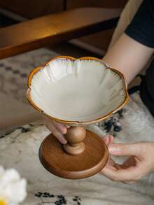 Cirelle 复古花卉造型托盘 - 木质底座陶瓷首饰及小饰品碟 - 多用途展示架，适用于梳妆台、咖啡桌及家居装饰 - 彩色 - 查看 4