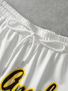 PAVTROS Shorts de sport décontractés à imprimé bicolore pour hommes - Blanc - Voir 6