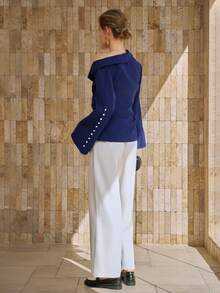 INAWLY Bộ 2 món áo và quần nữ hở vai cổ bẻ chéo - Nhiều màu - Xem 2