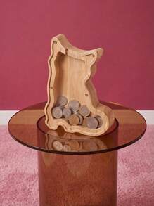 Joivida 迷人的木质猫形储蓄罐，配有透明玻璃盖 - 独特的动物造型硬币收纳盒，家居装饰佳品，生日、圣诞节、感恩节、复活节等节日的完美礼物，桌面和抽屉收纳整理好帮手