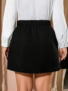 Cravure Women's Fashionable & Elegant Double-Breasted Mini Skirt