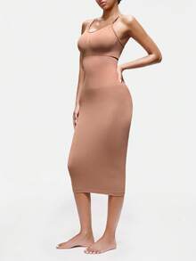 SHAPORA 1 st ärmlös bodycon-klänning för kvinnor - Brun - Visa 5