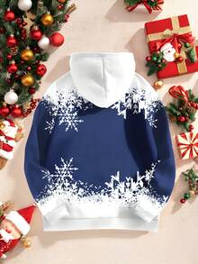 Manfinity Homme Men's Christmas Print Hooded Pullover Sweatshirt Couple Hoodie Funny Hoodies Christmas Hoodie, Long Sleeve Top - Multicolor - View 2