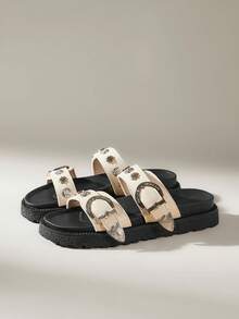 Solecia Women's Casual Thick-Sole Retro Sandals, Versatile For Summer - White - View 3