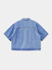 Manfinity Unisex 男士简约时尚纽扣短袖牛仔夹克