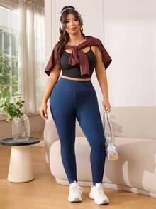 Solflare Quần legging nữ cỡ lớn, kiểu dáng thường ngày, đa năng, phù hợp cho mùa thu, đông và xuân. - Màu xanh lam - Xem 2