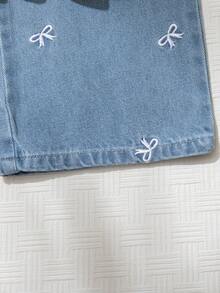 Genkimix Kids Bộ 2 món cho bé gái: Áo tank top không tay và quần dài denim dáng rộng, thêu hình bướm kiểu Hàn Quốc, thích hợp cho mùa hè. - Nhiều màu - Xem 3